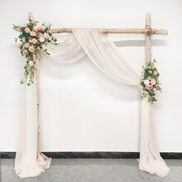 Matching Silk Rose & Greenery Wedding Arch Decor (6 x 9ft) with Drapes