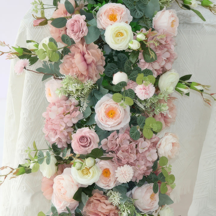 9ft Head Table Flower Garland In Dusty Rose & Blush