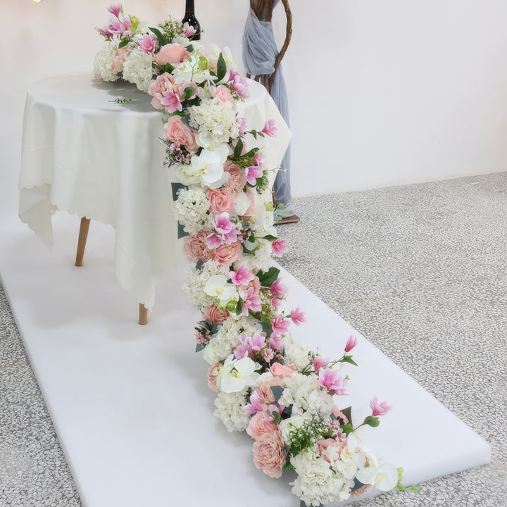 9ft Head Table Flower Garland In Dusty Pink & Ivory