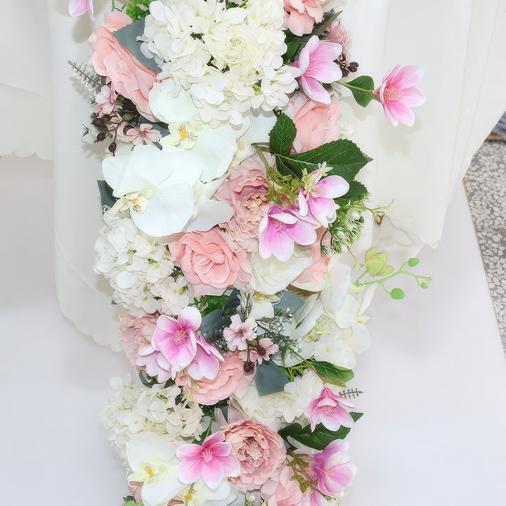 9ft Head Table Flower Garland In Dusty Pink & Ivory