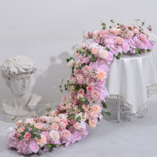 9ft Head Table Flower Garland In Blush & Pink
