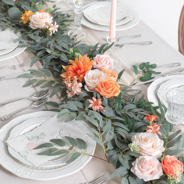 6ft Head Table Flower Garland In Blush & Orange