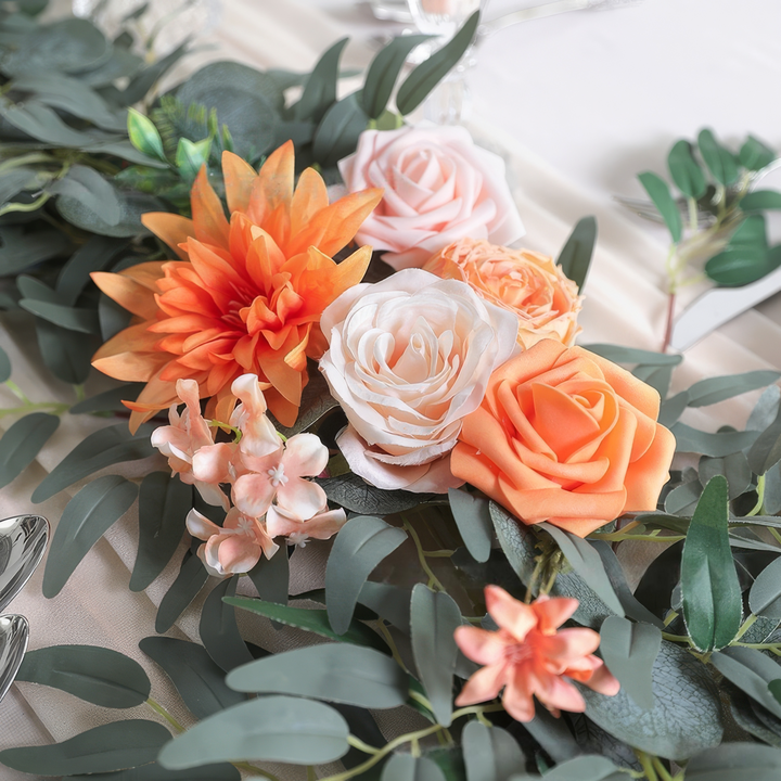 6ft Head Table Flower Garland In Blush & Orange