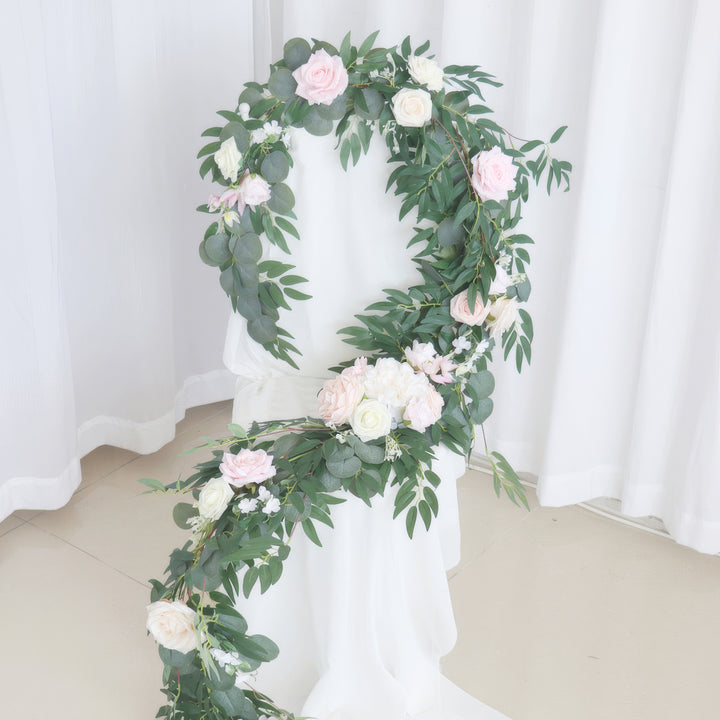 9ft Head Table Flower Garland In Soft Blush & Ivory