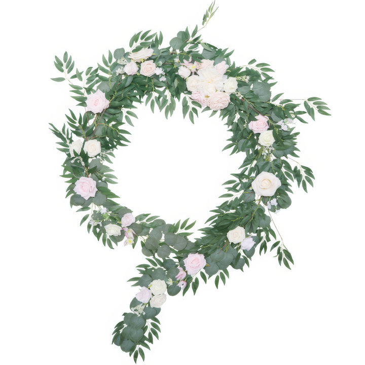 9ft Head Table Flower Garland In Soft Blush & Ivory