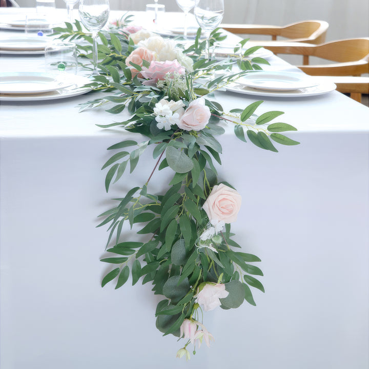 9ft Head Table Flower Garland In Soft Blush & Ivory