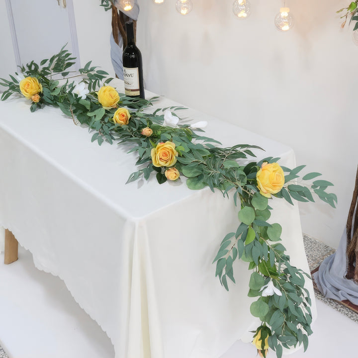 6ft Head Table Flower Garland With Yellow Roses