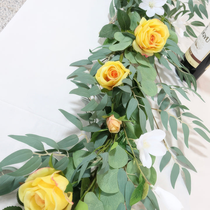 6ft Head Table Flower Garland With Yellow Roses