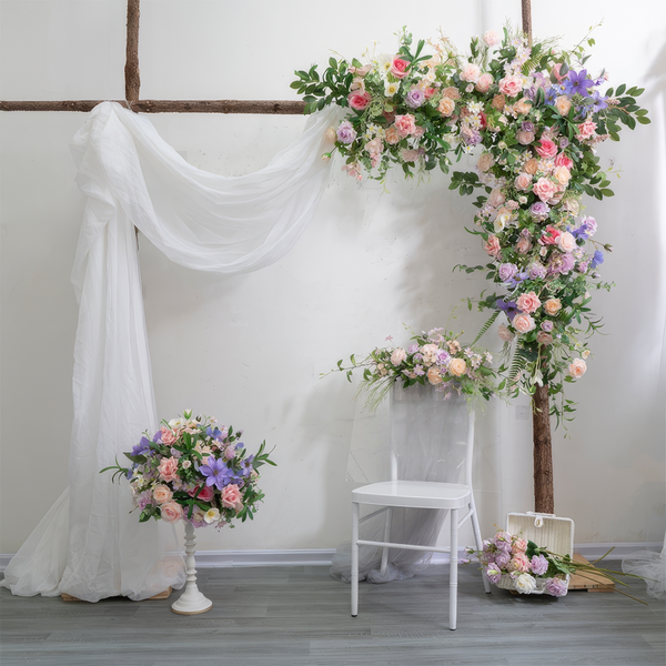 Mix Blush & Lavender Wedding Arch Decor With Silk Roses