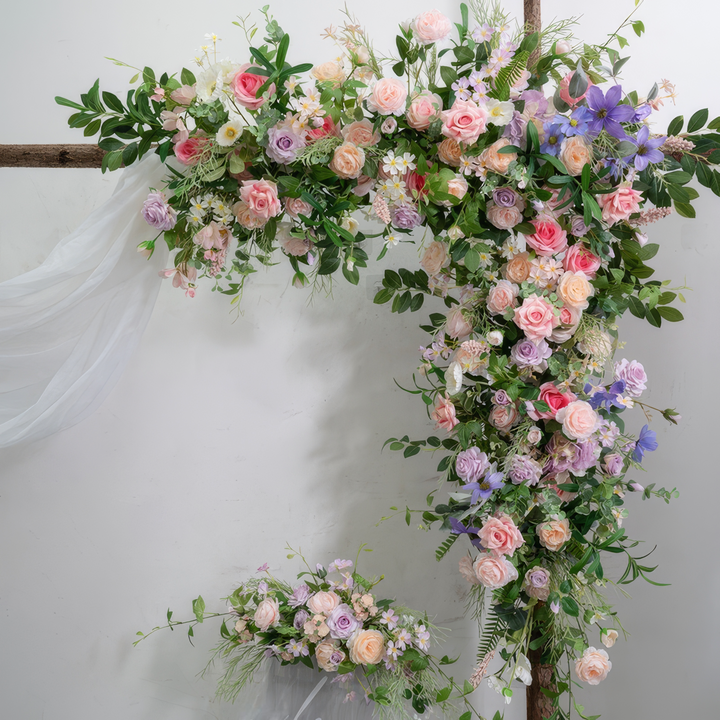 Mix Blush & Lavender Wedding Arch Decor With Silk Roses