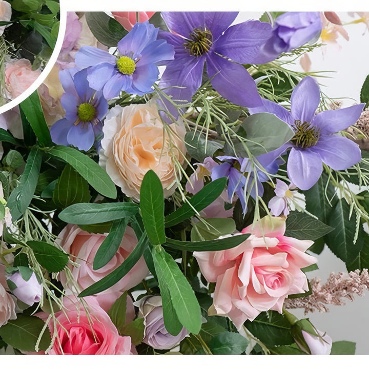 Mix Blush & Lavender Wedding Arch Decor With Silk Roses