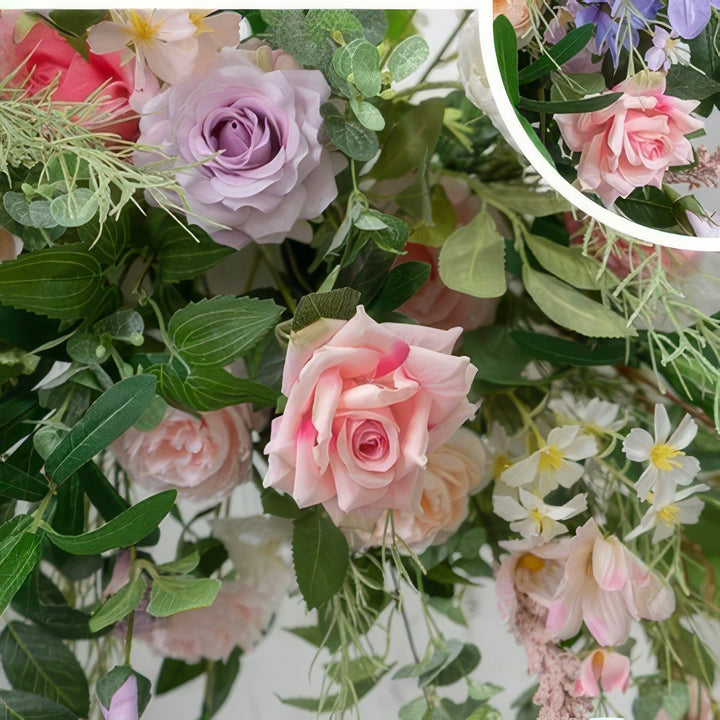 Mix Blush & Lavender Wedding Arch Decor With Silk Roses