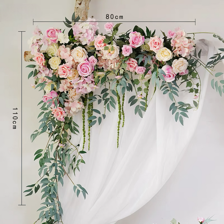 Soft Pink & Blush Wedding Arch Decor With Silk Roses & Drape