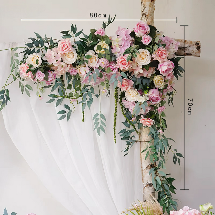 Soft Pink & Blush Wedding Arch Decor With Silk Roses & Drape