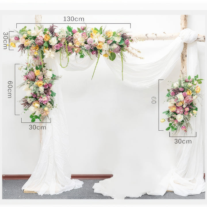 Pastel Blush Wedding Arch Decor With Silk Roses & Drape