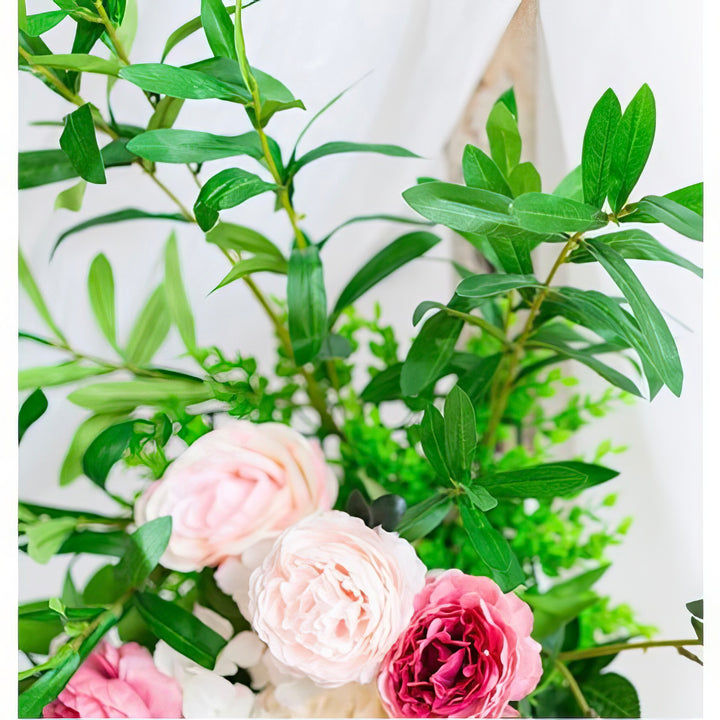 Pink & Blush Wedding Arch Decor With Hanging Greenery