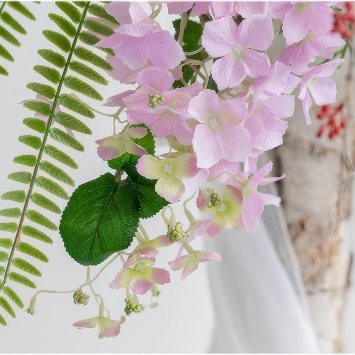 Lavender & White Wedding Arch Decor With Hanging Greenery