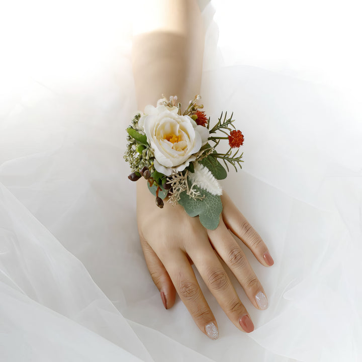 Rustic Ivory and Greenery Corsage