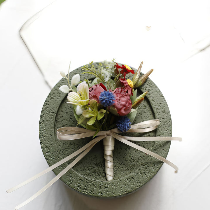 Rustic Peony and Daisy Boutonniere In dusty rose