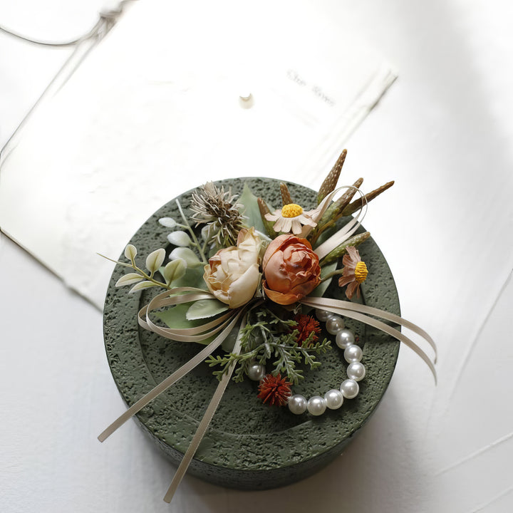 Rustic pink Peony and Daisy Corsage