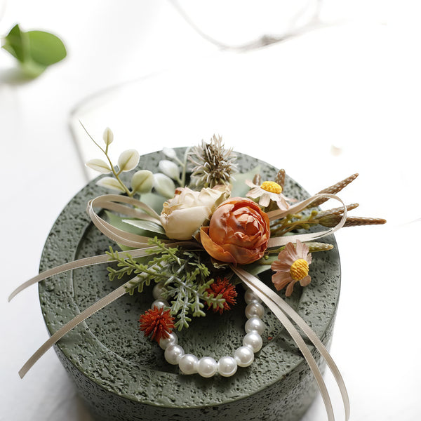 Rustic pink Peony and Daisy Corsage