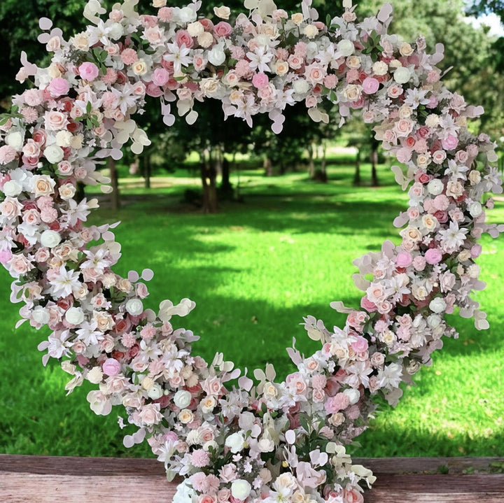 Heart Shaped Rose Floral Wedding Arch Backdrop Set For Proposal Party and Wedding