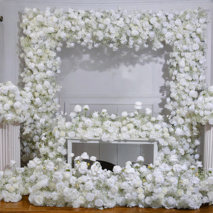 White Rose Wedding Arch Floral Wedding Arch Set for Wedding Party Proposal Decor