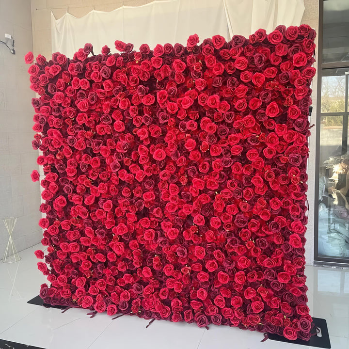 Deep red rose flower wall decor perfect for romantic settings and upscale parties.