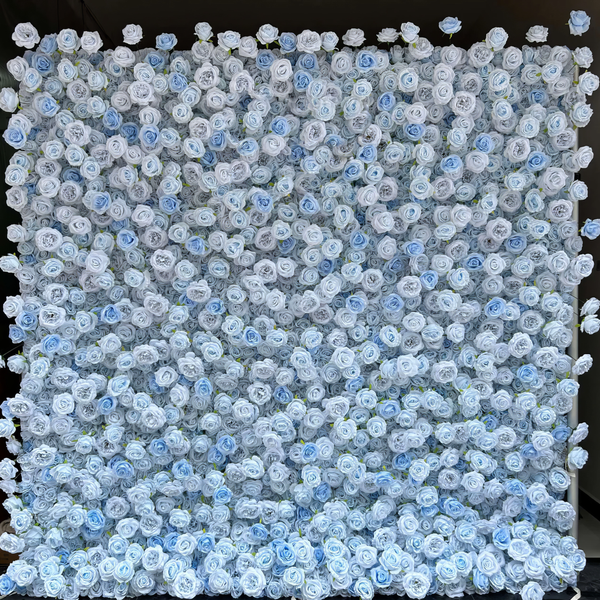 3D Flower Wall - Frosted Sky Floral Wall Backdrop