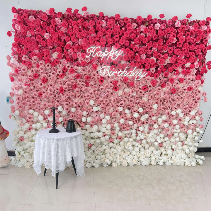 3D Flower Wall - Ombre Rose Birthday Wall Backdrop