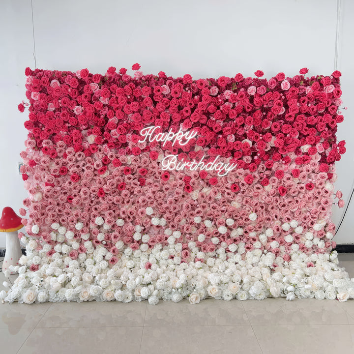 3D Flower Wall - Ombre Rose Birthday Wall Backdrop