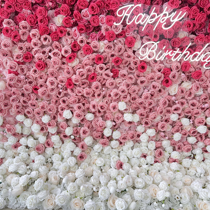 3D Flower Wall - Ombre Rose Birthday Wall Backdrop