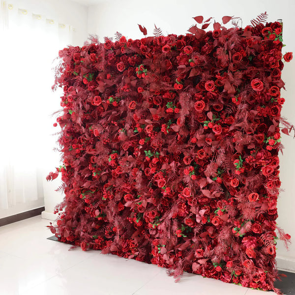 3D Flower Wall - Passionate Scarlet Floral Wall Backdrop