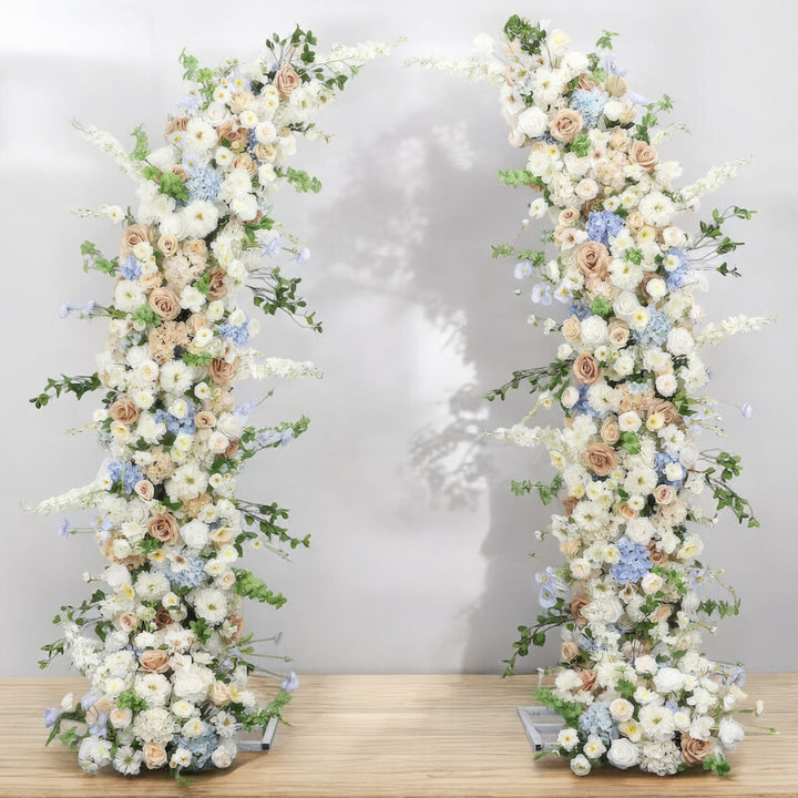 Ivory & Dusty Rose Wedding Arch Floral Arrangement White Blue Series Horn Wedding Arch Set