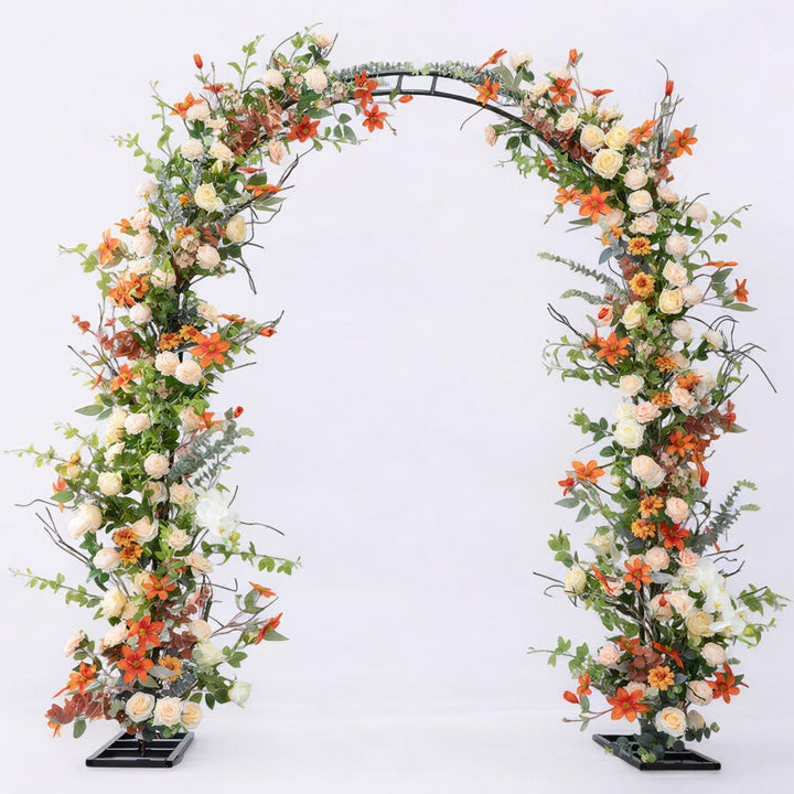 Orange Floral Wedding Arch Set for Wedding Party Decor Proposal