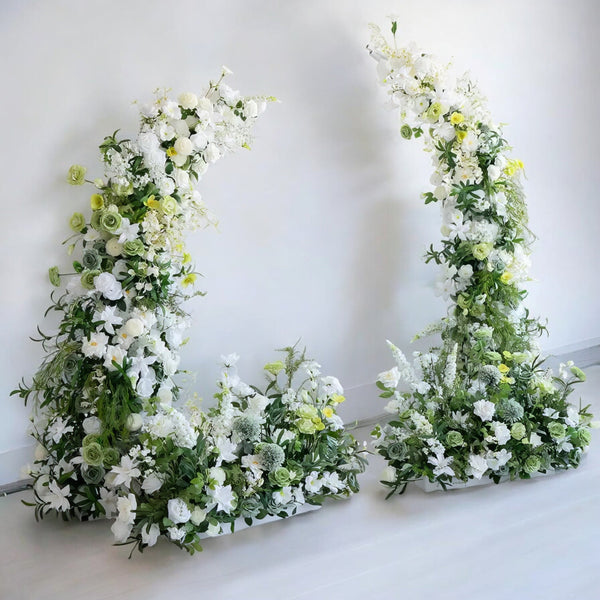 Elegant White and Green Floral Wedding Arch Backdrop for Weddings and Events