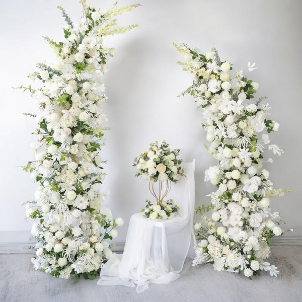 Luxurious White Floral Wedding Arch Backdrop for Weddings and Elegant Events