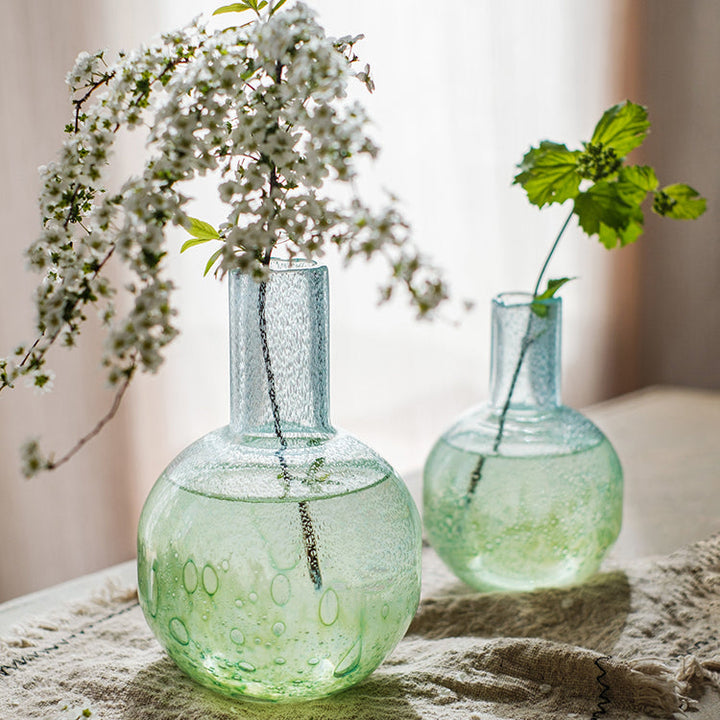 Gradient Green Bubble Glass Art Vase