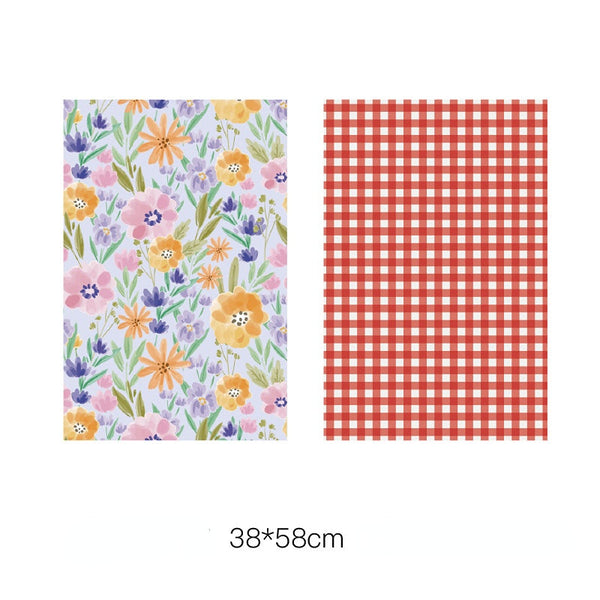 Double-sided Floral Plaid Flower Bouquet Wrapping Paper Pack 20 (38x58cm)