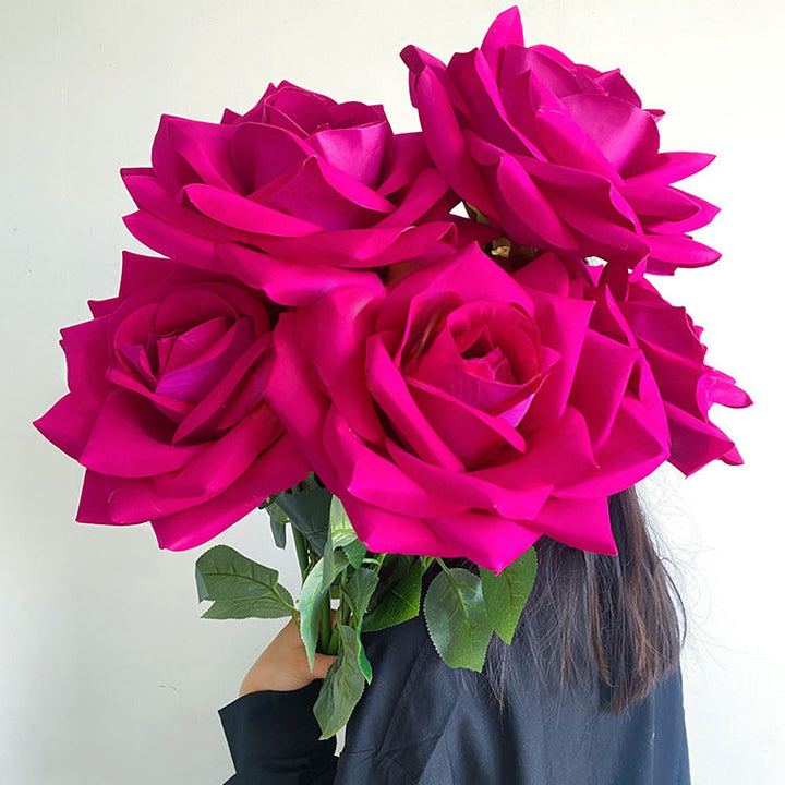 Single Stem Velvet Giant Artificial Rose, perfect as silk flower.