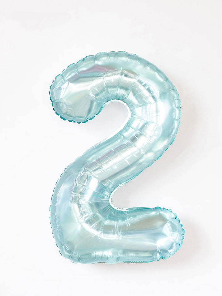 40 Inch Light Blue Crystal Number Balloon