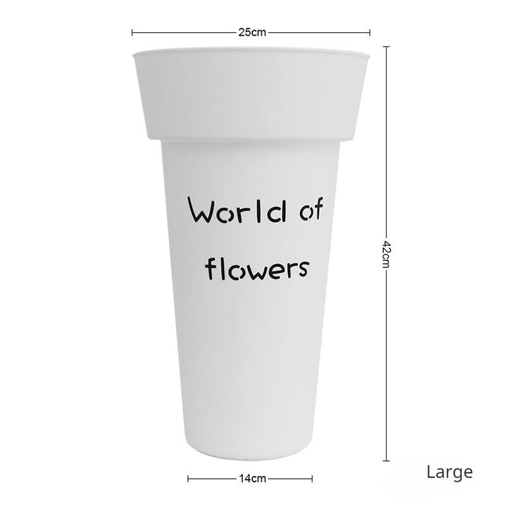 White Black Plastic Flower Buckets Pack 5