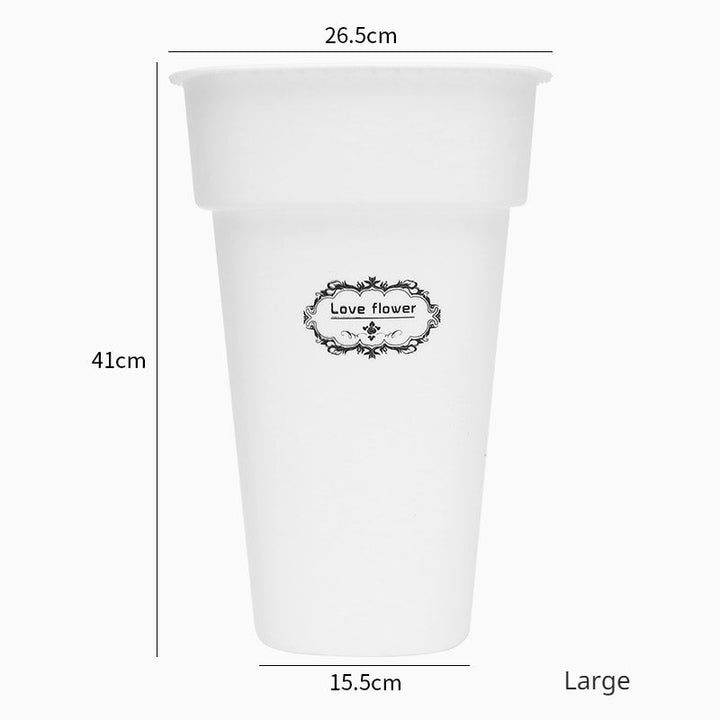 White Black Plastic Flower Buckets Pack 5