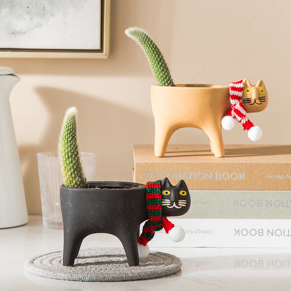 Cute Cat Ceramic Cactus Succulent Pot