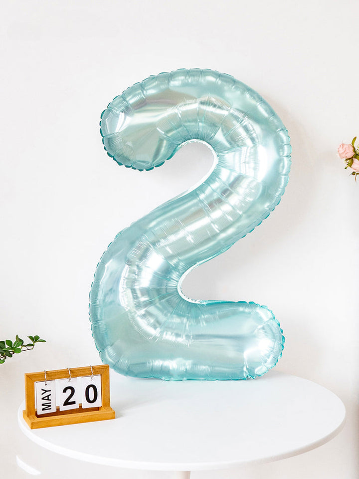 40 Inch Light Blue Crystal Number Balloon