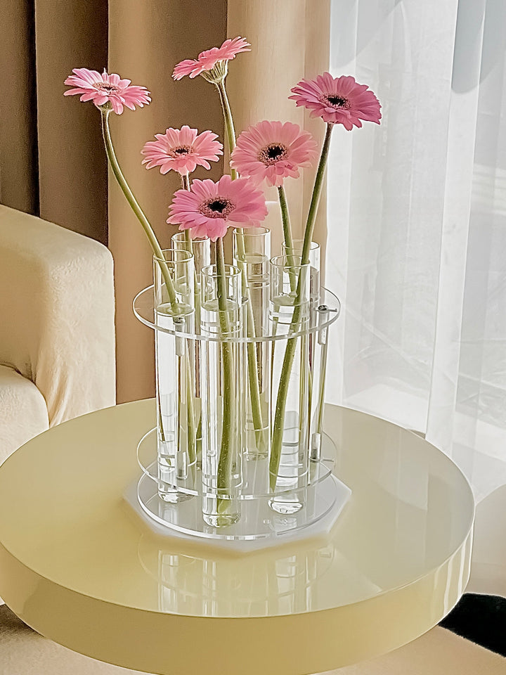 Rotating Clear Glass Test Tube Vase