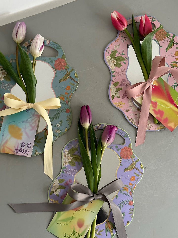 Spring Floral Print Single Stem Flower Wrap Paper Pack 6