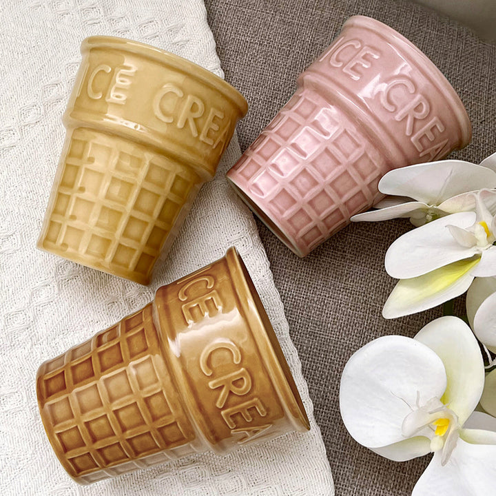 Ice Cream Cone Ceramic Flower Vase