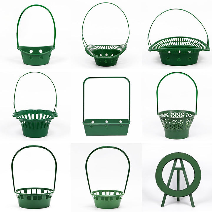 Green Plastic Funeral Flower Basket Pack 5, perfect as decorative floral.