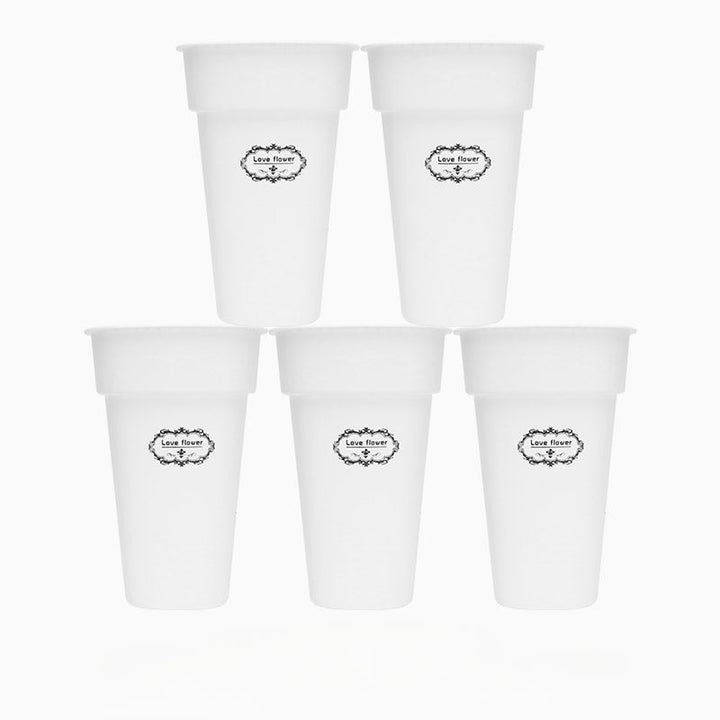 White Black Plastic Flower Buckets Pack 5